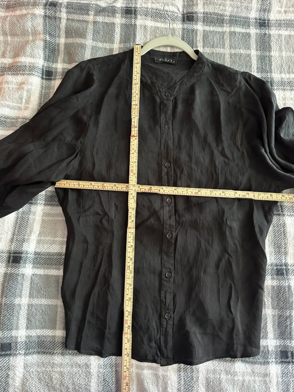 Maven West Black Cupro Blouse XS Sheer Button Front Lightweight Minimalist Shirt - Picture 8 of 8